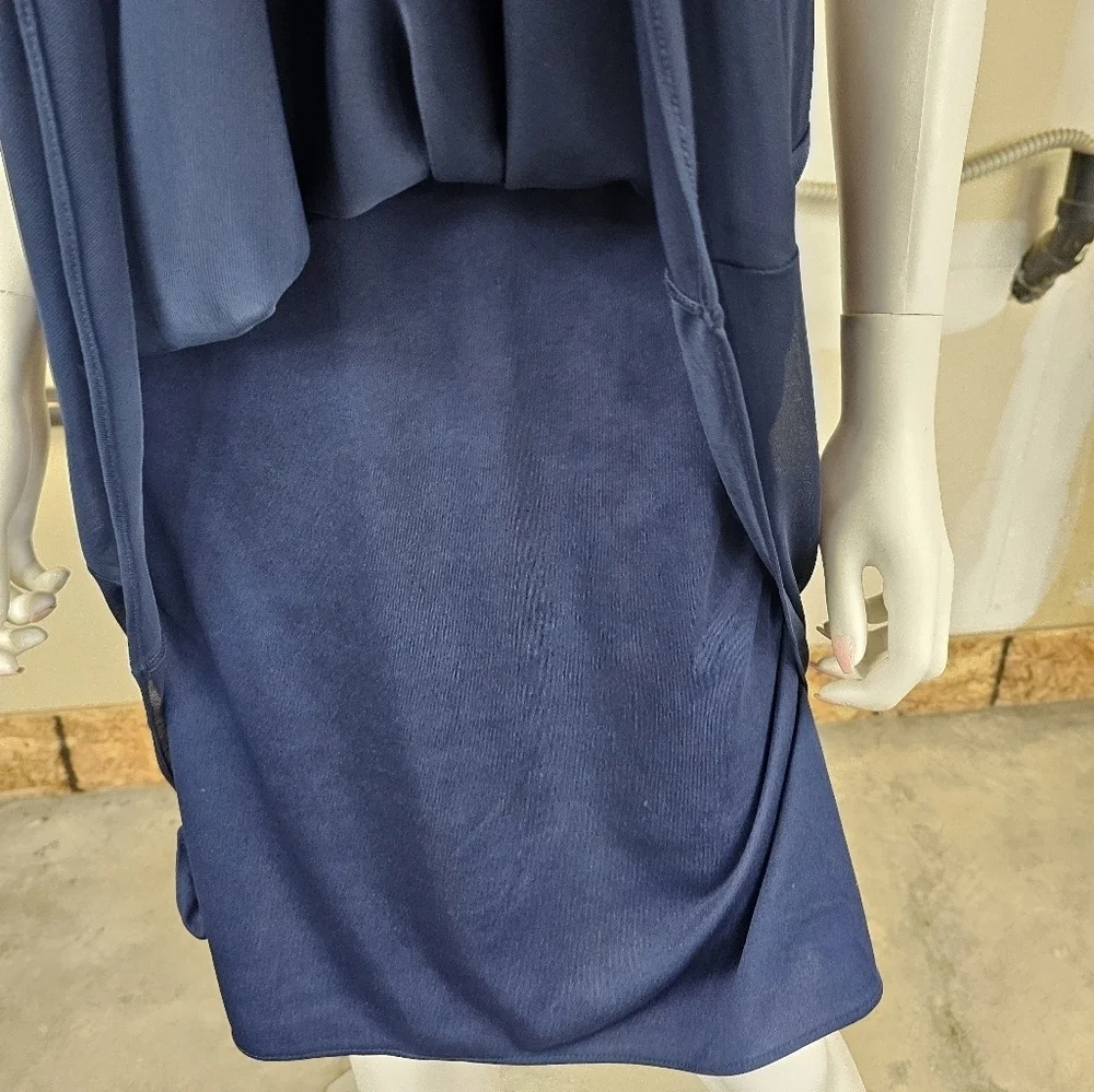 David's Bridal Midnight Blue One Shoulder Fit And Flare Tulle Mini Dress Size 16